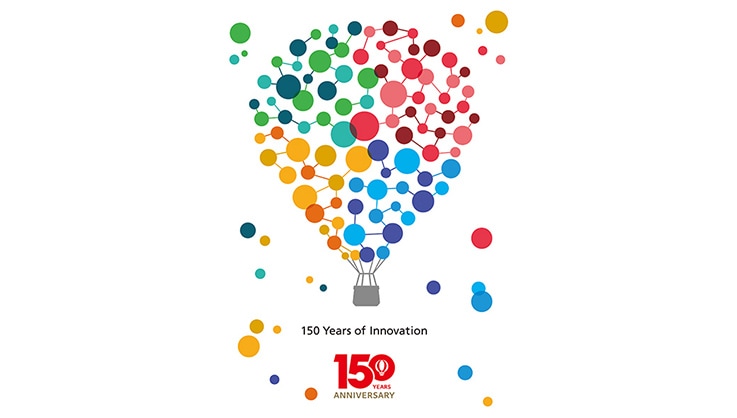 Shimadzu Corporation 150th anniversary commemorative logo and key visual