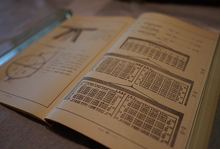 An old Shimadzu catalog, “General Education Mathematics Equipment Catalog”