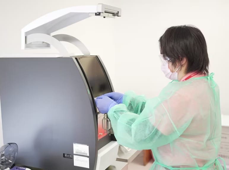 Employees were tested with the reagent and fully-automated PCR testing system developed by Shimadzu