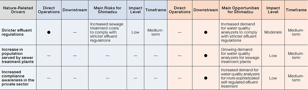 Table: Main Risks/Opportunities for Shimadzu Businesses